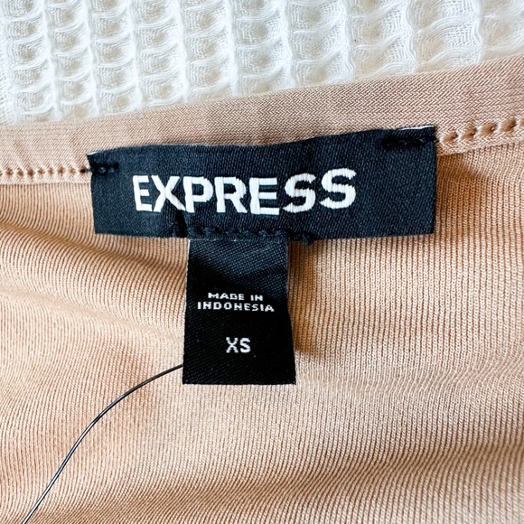 NWT Express Women’s Matte Jersey Ruched Side Tie Mini Dress Pecan XS - Picture 7 of 9